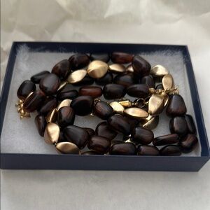 Elegant Gold and Brown Beaded Necklace